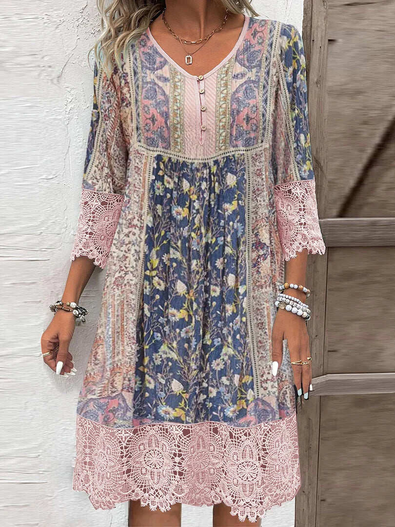 Janita | Vestido boho con detalles de encaje