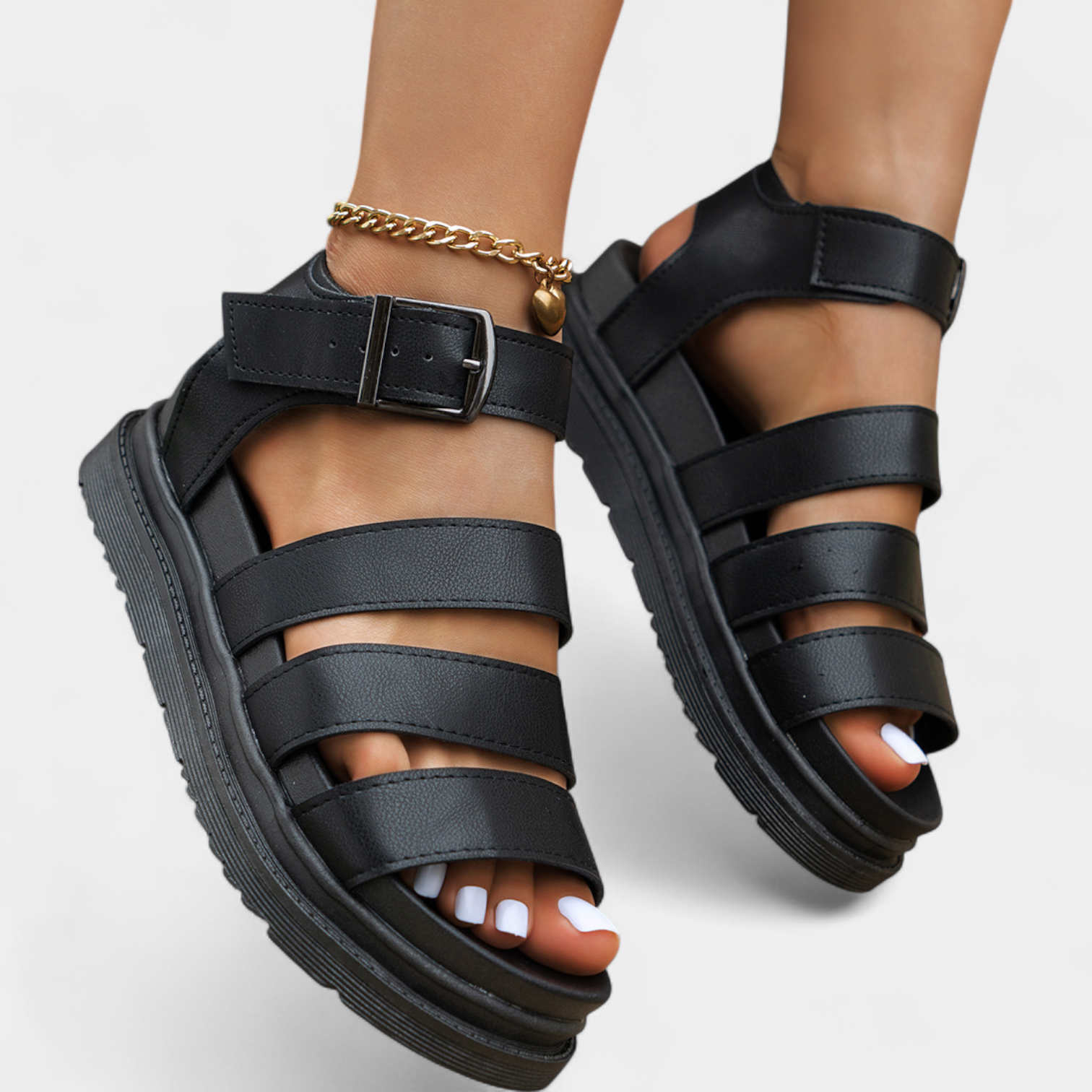Renes Sandalias de Plataforma para Mujer con Múltiples Correas