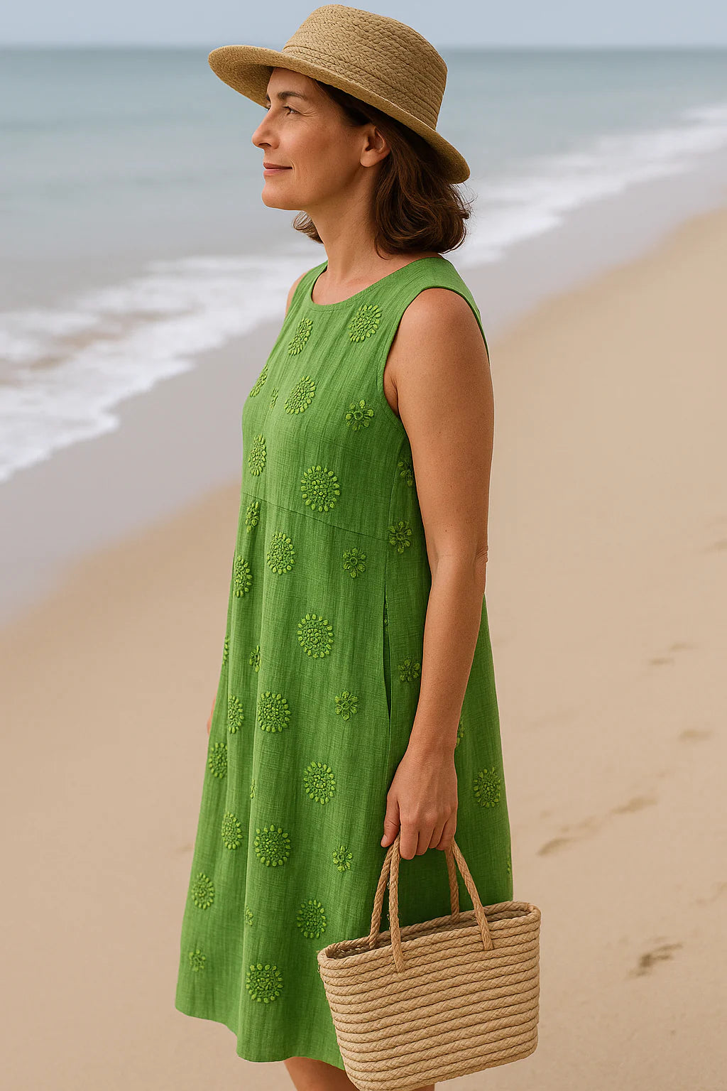 Franca | Elegante Vestido De Algodón Sin Mangas Con Bolsillos
