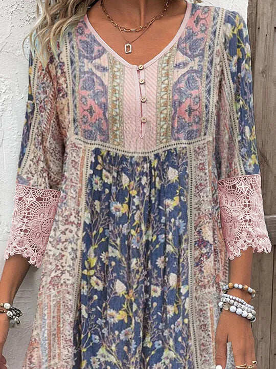 Janita | Vestido boho con detalles de encaje